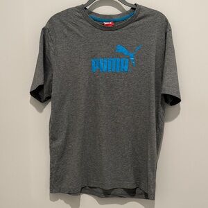 Puma Men's Grey Tee with Blue Logo